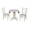 International Concepts 42 in. Solid Wood Round Drop Leaf Pedestal Table with 2 Dining Chairs, Unfinished K-42DPT-23B-C617-2 - alternate 3